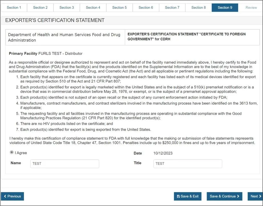 Product certificate assistance